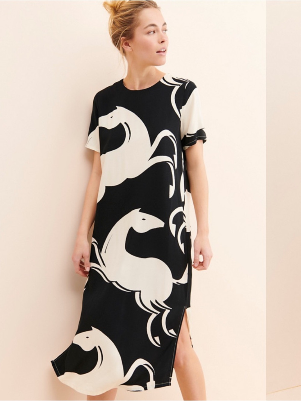 Corey Lynn Calter, Caballos Midi Dress. Graphic Horse Print. Black/White. Size M - Picture 2 of 12